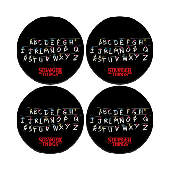 Stranger Things ABC, ΣΕΤ 4 Σουβέρ ξύλινα στρογγυλά (9cm)