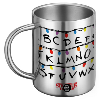Stranger Things ABC, Ανοξείδωτη Μεταλλική Κούπα 450ml - Διπλού Τοιχώματος