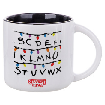 Stranger Things ABC, Κούπα κεραμική 400ml Λευκή/Μαύρη