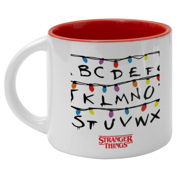 Stranger Things ABC, Κούπα κεραμική 400ml Λευκή/Κόκκινη