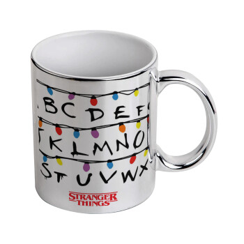 Stranger Things ABC, Mug ceramic, silver mirror, 330ml