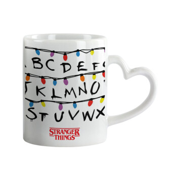 Stranger Things ABC, Mug heart handle, ceramic, 330ml