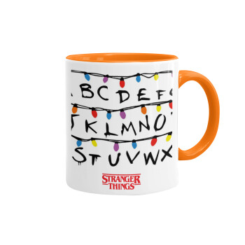 Stranger Things ABC, Κούπα χρωματιστή πορτοκαλί, κεραμική, 330ml