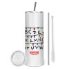 Tumbler stainless steel 600ml, with metal straw & cleaning brush