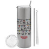 Tumbler stainless steel Silver 600ml, with metal straw & cleaning brush