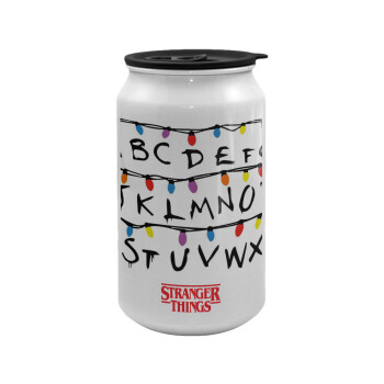 Stranger Things ABC, Κούπα ταξιδιού μεταλλική με καπάκι (tin-can) 500ml