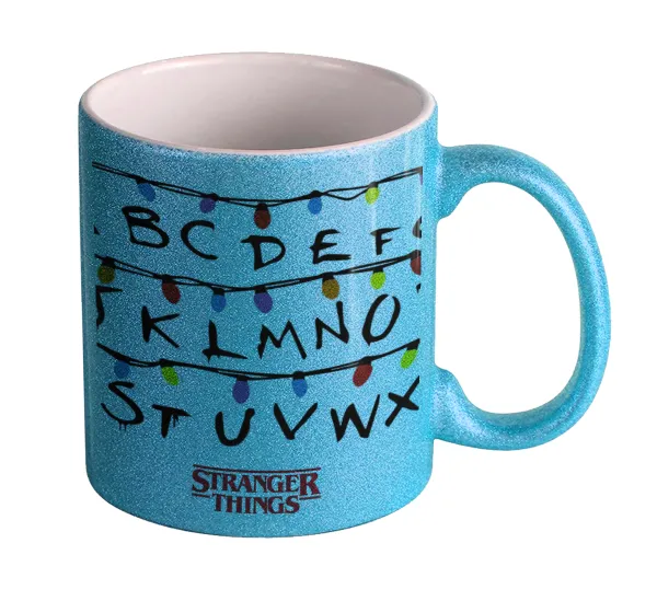 Stranger Things ABC — Light blue glitter mug that sparkles, ceramic, 330ml