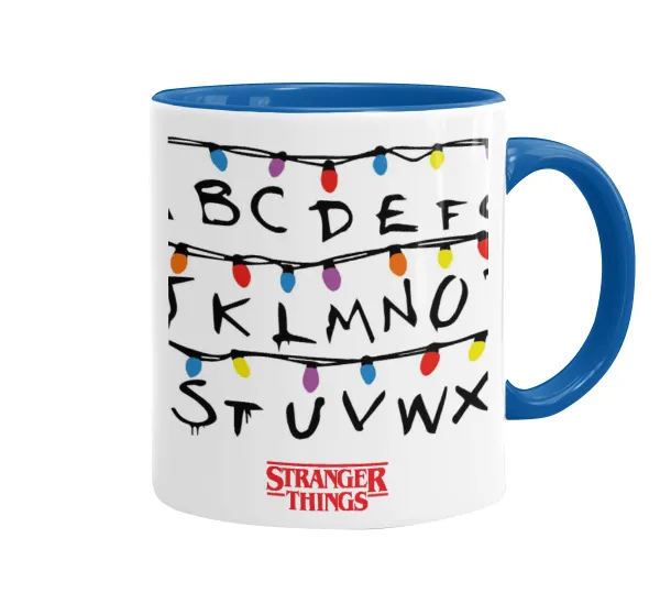 Stranger Things ABC — Κούπα χρωματιστή μπλε, κεραμική, 330ml