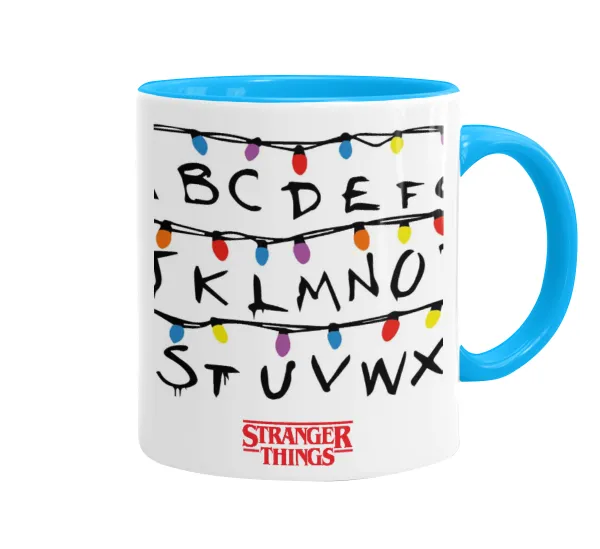 Stranger Things ABC — Κούπα χρωματιστή γαλάζια, κεραμική, 330ml