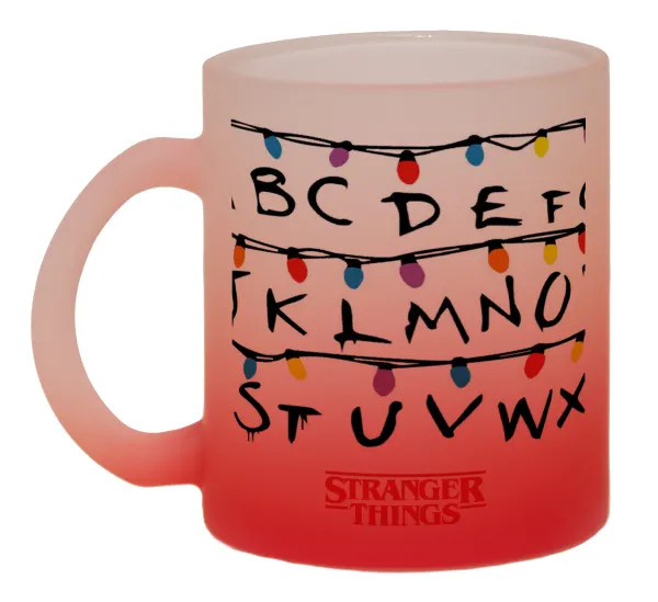 Stranger Things ABC — Κούπα γυάλινη δίχρωμη με βάση το κόκκινο ματ, 330ml