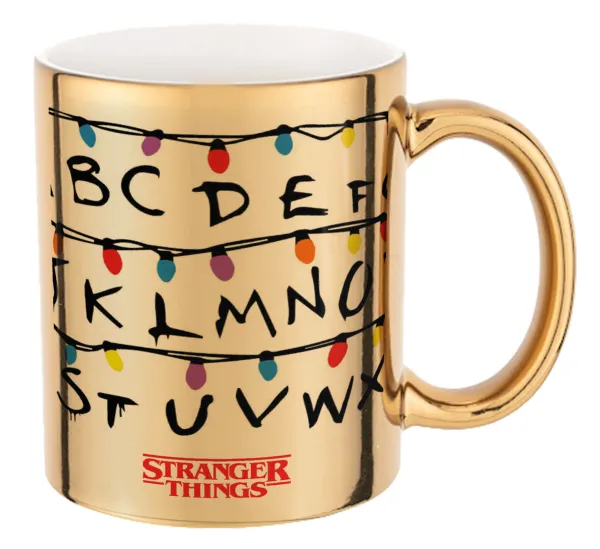 Stranger Things ABC — Mug ceramic, gold mirror, 330ml