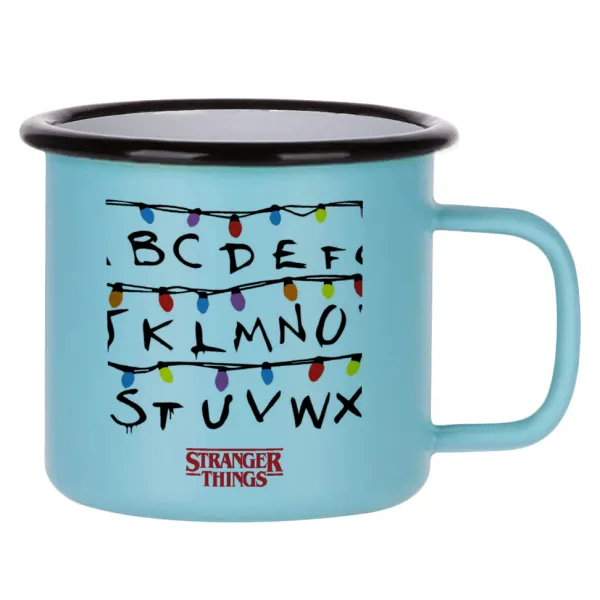 Stranger Things ABC — Κούπα Μεταλλική εμαγιέ ΜΑΤ σιέλ 360ml