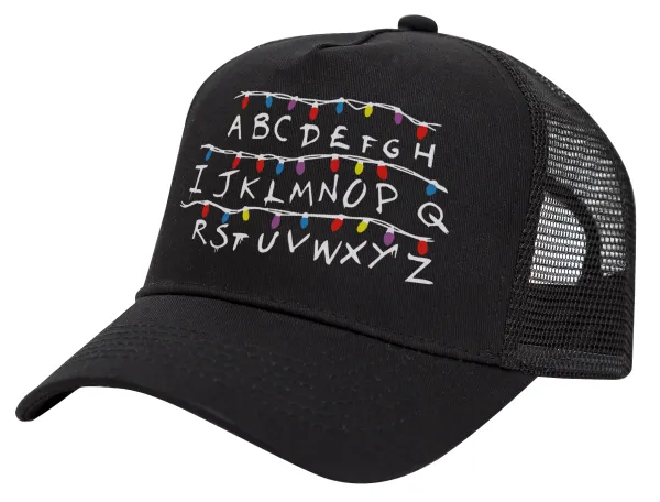 Stranger Things ABC — Καπέλο Trucker με Δίχτυ, Μαύρο, (ΒΑΜΒΑΚΕΡΟ, ΠΑΙΔΙΚΟ, UNISEX, ONE SIZE)