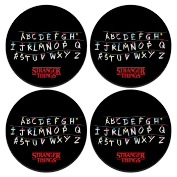 Stranger Things ABC, ΣΕΤ 4 Σουβέρ ξύλινα στρογγυλά (9cm)
