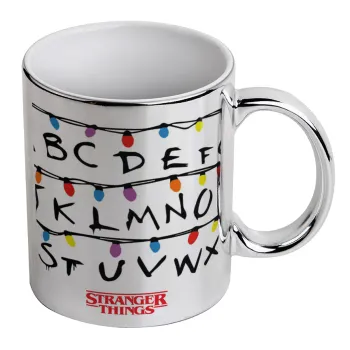 Stranger Things ABC, Mug ceramic, silver mirror, 330ml