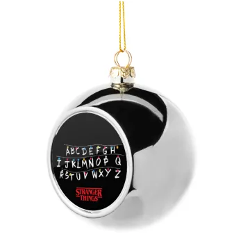 Stranger Things ABC, Silver 8cm Christmas tree ball ornament