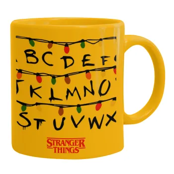 Stranger Things ABC, Κούπα, κεραμική κίτρινη, 330ml