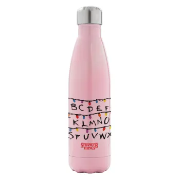Stranger Things ABC, Metal mug thermos Pink Iridiscent (Stainless steel), double wall, 500ml