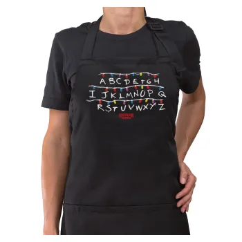 Stranger Things ABC, Ποδιά μακριά Σεφ ολόσωμη με τσέπες Μαύρη (ΕΝΗΛΙΚΩΝ)