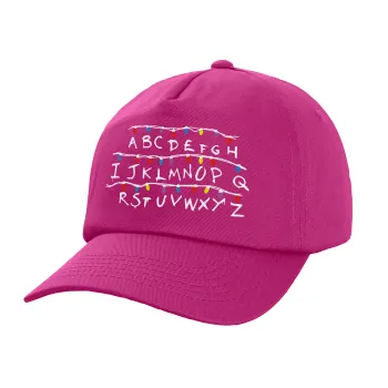 Stranger Things ABC, Καπέλο Ενηλίκων Baseball, 100% Βαμβακερό,  Φούξια,(purple) (ΒΑΜΒΑΚΕΡΟ, ΕΝΗΛΙΚΩΝ, UNISEX, ONE SIZE)