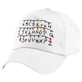 Stranger Things ABC, Πεντάφυλλο καπέλο Λευκό, 100% Βαμβακερό (Twill), με ρύθμιση, unisex