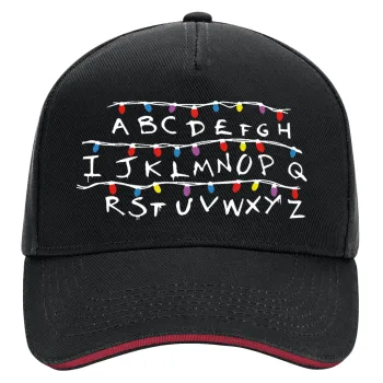 Stranger Things ABC, DRILL Adult Ultimate Hat BLACK/RED, (100% COTTON, ADULT, UNISEX, ONE SIZE)