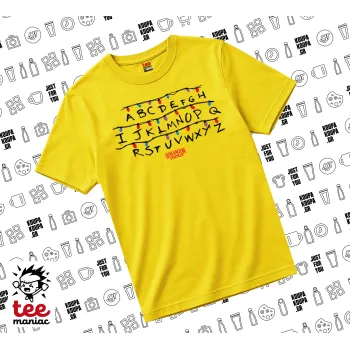 Stranger Things ABC, yellow childrens T-Shirt made of 100% cotton, for every day. Vegan & OEKO-TEX certified.