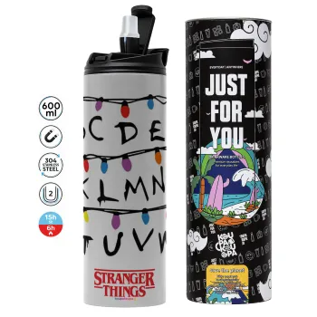 Stranger Things ABC, Tumbler stainless steel GREY 600ml