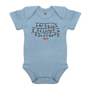 Stranger Things ABC, Βρεφικό φορμάκι μωρού, 0-18 μηνών, Μπλε, 100% Organic Cotton, κοντομάνικο