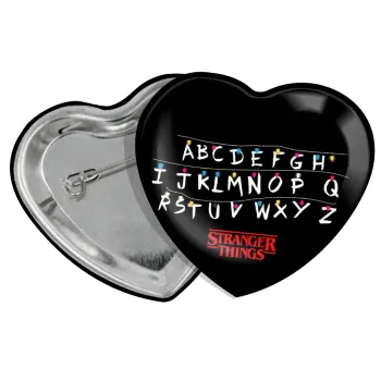 Stranger Things ABC, Κονκάρδα παραμάνα καρδιά (57x52mm)