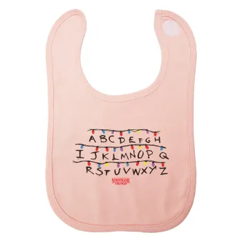 Stranger Things ABC, Σαλιάρα με Σκρατς ΡΟΖ 100% Organic Cotton (0-18 months)