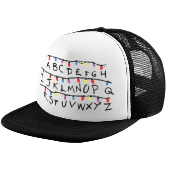 Stranger Things ABC, Καπέλο παιδικό Soft Trucker με Δίχτυ ΜΑΥΡΟ/ΛΕΥΚΟ (POLYESTER, ΠΑΙΔΙΚΟ, ONE SIZE)