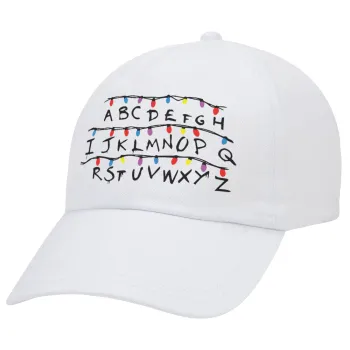 Stranger Things ABC, Καπέλο Ενηλίκων Baseball Λευκό 5-φύλλο (POLYESTER, ΕΝΗΛΙΚΩΝ, UNISEX, ONE SIZE)