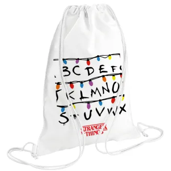Stranger Things ABC, Backpack pouch GYMBAG white (28x40cm)