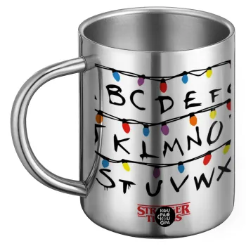 Stranger Things ABC, Ανοξείδωτη Μεταλλική Κούπα 450ml - Διπλού Τοιχώματος