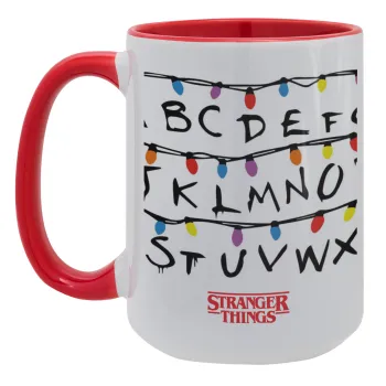 Stranger Things ABC, Κούπα Mega 15oz, κεραμική Κόκκινη, 450ml