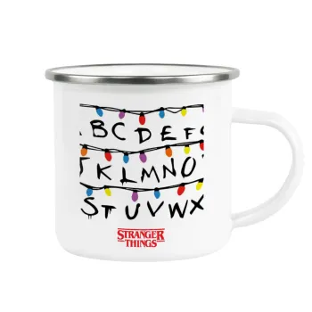 Stranger Things ABC, Κούπα Μεταλλική εμαγιέ λευκη 360ml