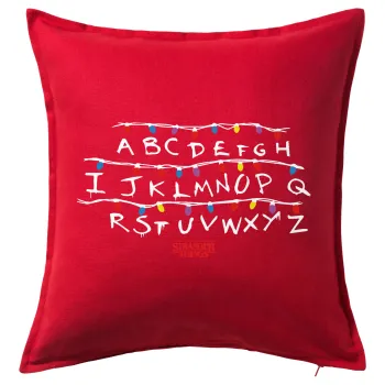 Stranger Things ABC, Sofa cushion RED 50x50cm includes filling