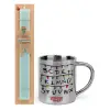 Easter Set, metallic thermal cup (300ml) & aromatic flat Easter candle (30cm) (TURQUOISE)