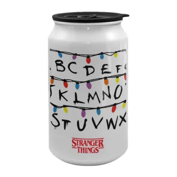 Stranger Things ABC, Κούπα ταξιδιού μεταλλική με καπάκι (tin-can) 500ml