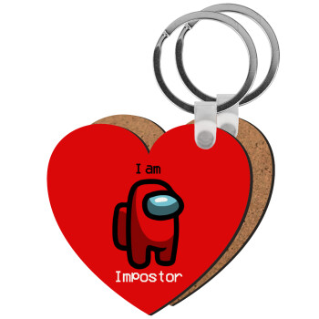 Among US i am impostor, Μπρελόκ Ξύλινο καρδιά MDF