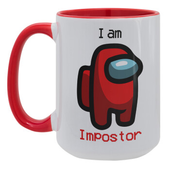 Among US i am impostor, Κούπα Mega 15oz, κεραμική Κόκκινη, 450ml