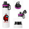 Metallic water bottle with safety lid, 850ml aluminum