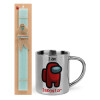 Easter Set, metallic thermal cup (300ml) & aromatic flat Easter candle (30cm) (TURQUOISE)