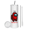 Tumbler stainless steel 600ml, with metal straw & cleaning brush