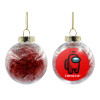 Transparent Christmas tree ball ornament with red filling 8cm