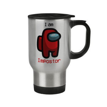 Among US i am impostor, Κούπα ταξιδιού ανοξείδωτη με καπάκι, διπλού τοιχώματος (θερμό) 450ml