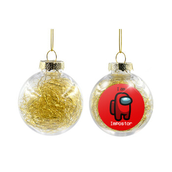 Among US i am impostor, Transparent Christmas tree ball ornament with gold filling 8cm