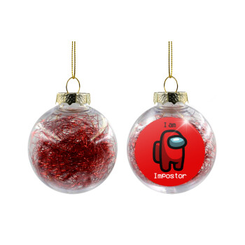 Among US i am impostor, Χριστουγεννιάτικη μπάλα δένδρου διάφανη με κόκκινο γέμισμα 8cm