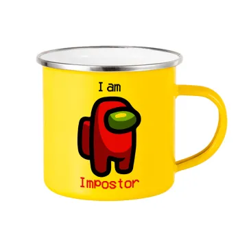 Among US i am impostor, Κούπα Μεταλλική εμαγιέ Κίτρινη 360ml